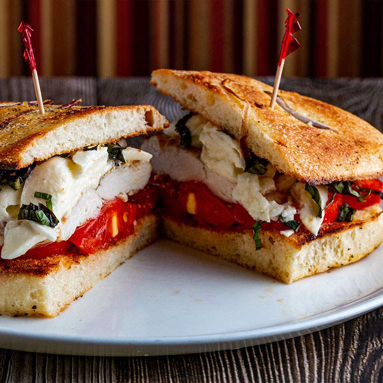 Chicken Panini with Pesto and Mozzarella.